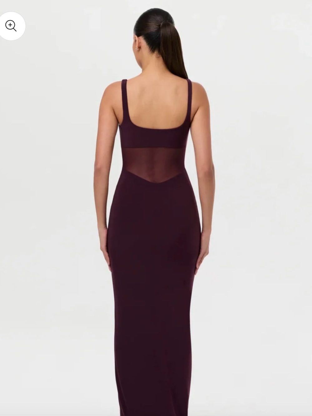 Naked Wardrobe Hourglass Mesh Contrast Dress Dark Plum - Picture 3 of 7
